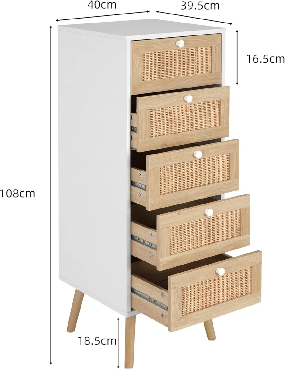 Rattan Chest of Drawers Bedroom with 5 Hand Made - Image 3