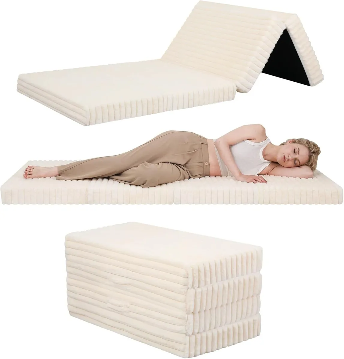 Folding Floor Mattress Single 190x90cm 4-Fold - Image 1