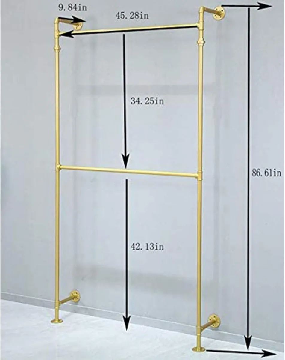 Industrial Pipe Clothing Rack Wall Mounted Iron - Image 2