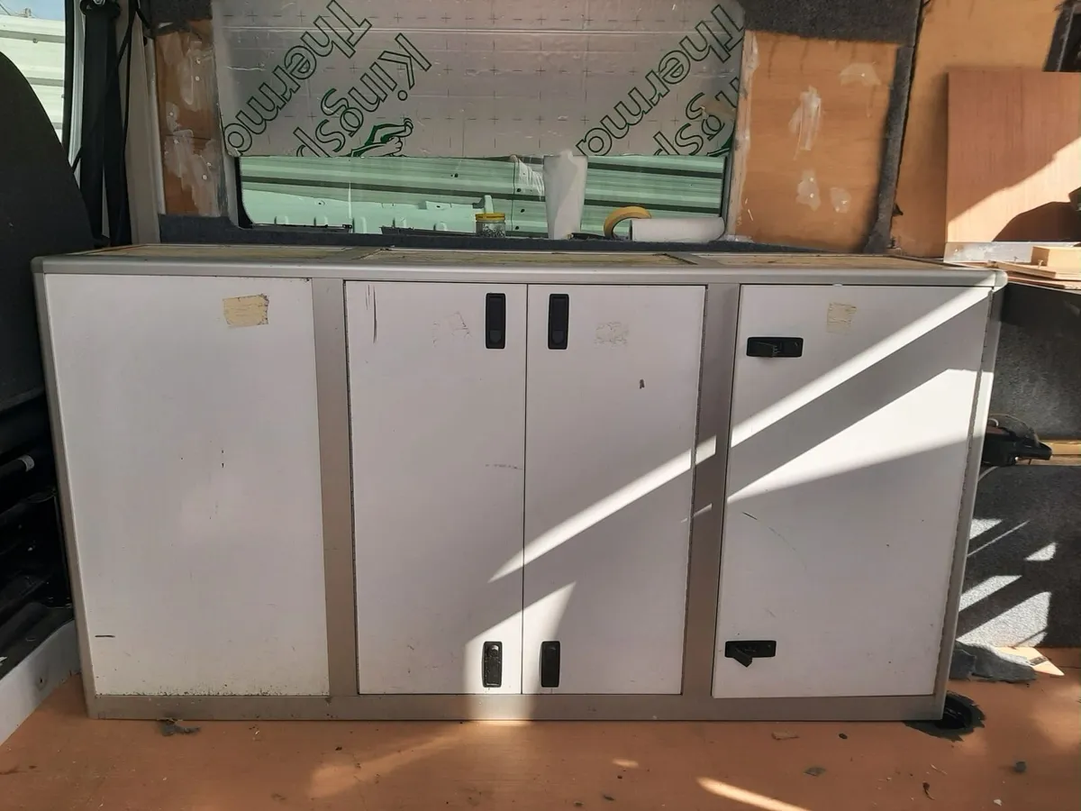 Camper seats , cabinets   , red carpet lining - Image 1
