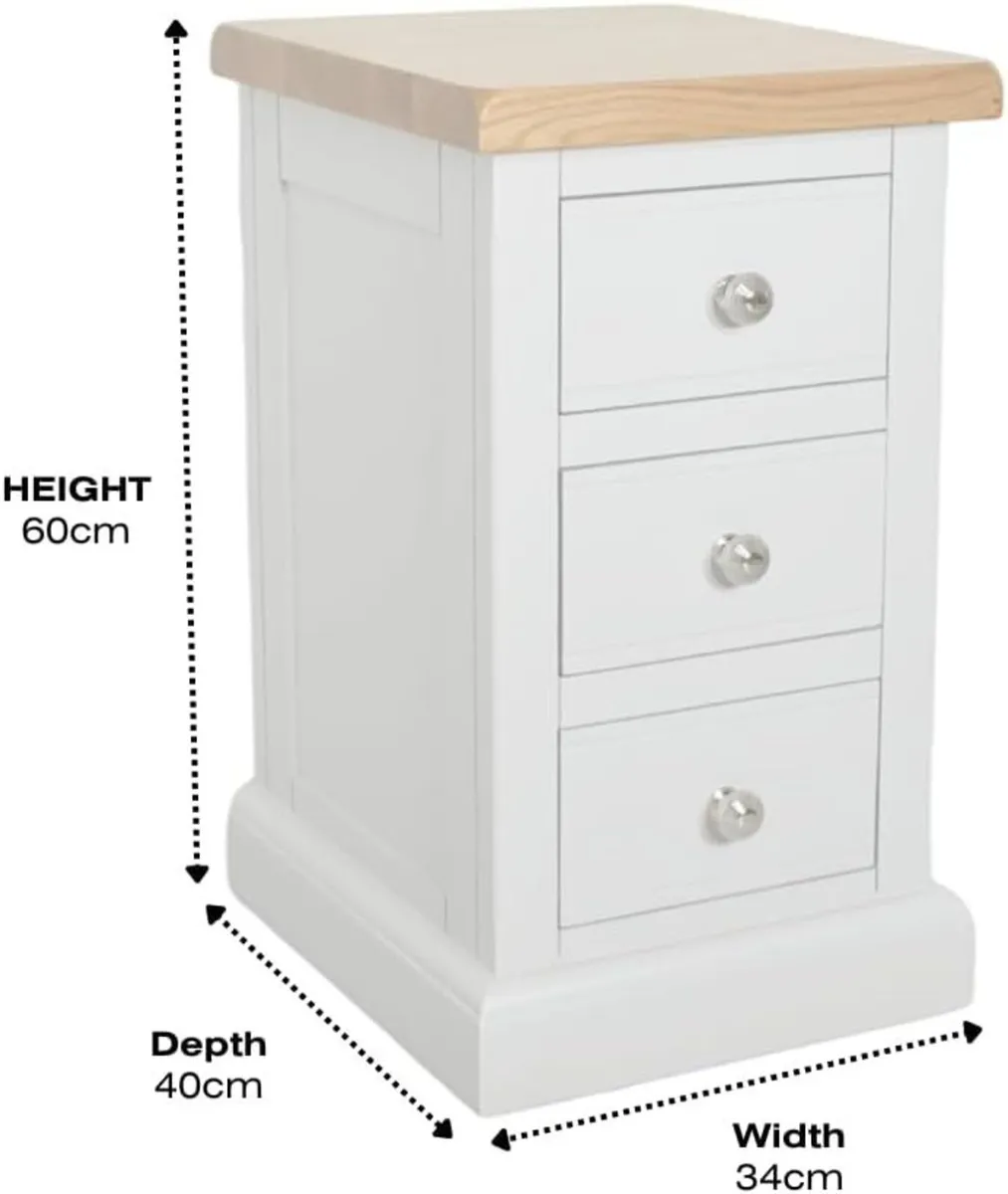 urniture Painted Grey Bedside Table 3 Drawers - Image 2