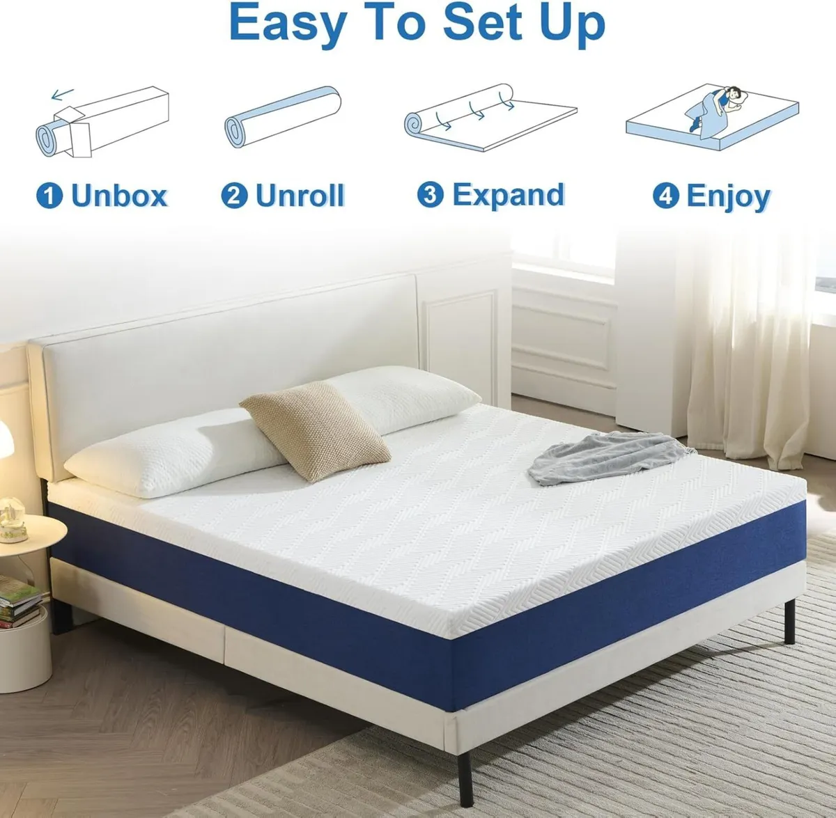 25CM Double Mattress Gel Memory Foam Pressure - Image 4