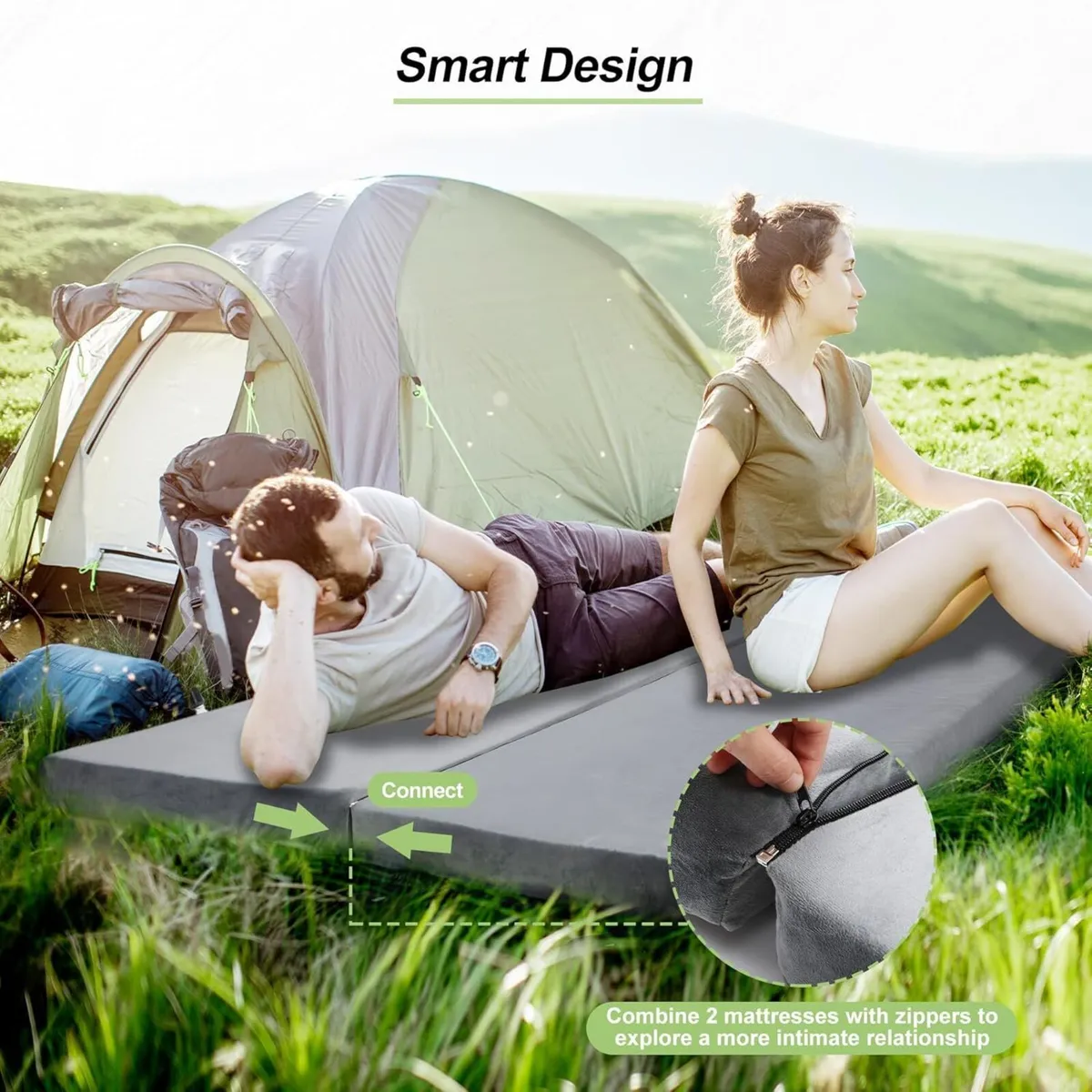 7.6cm Thick Memory Foam Camping Mattress Detachabl - Image 2