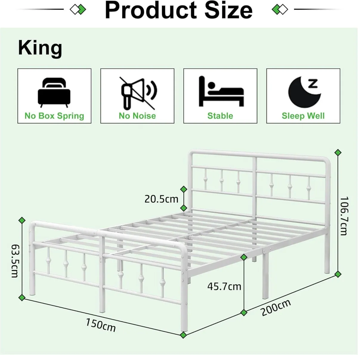 King Size Bed Frame 5ft with Headboard and - Image 2