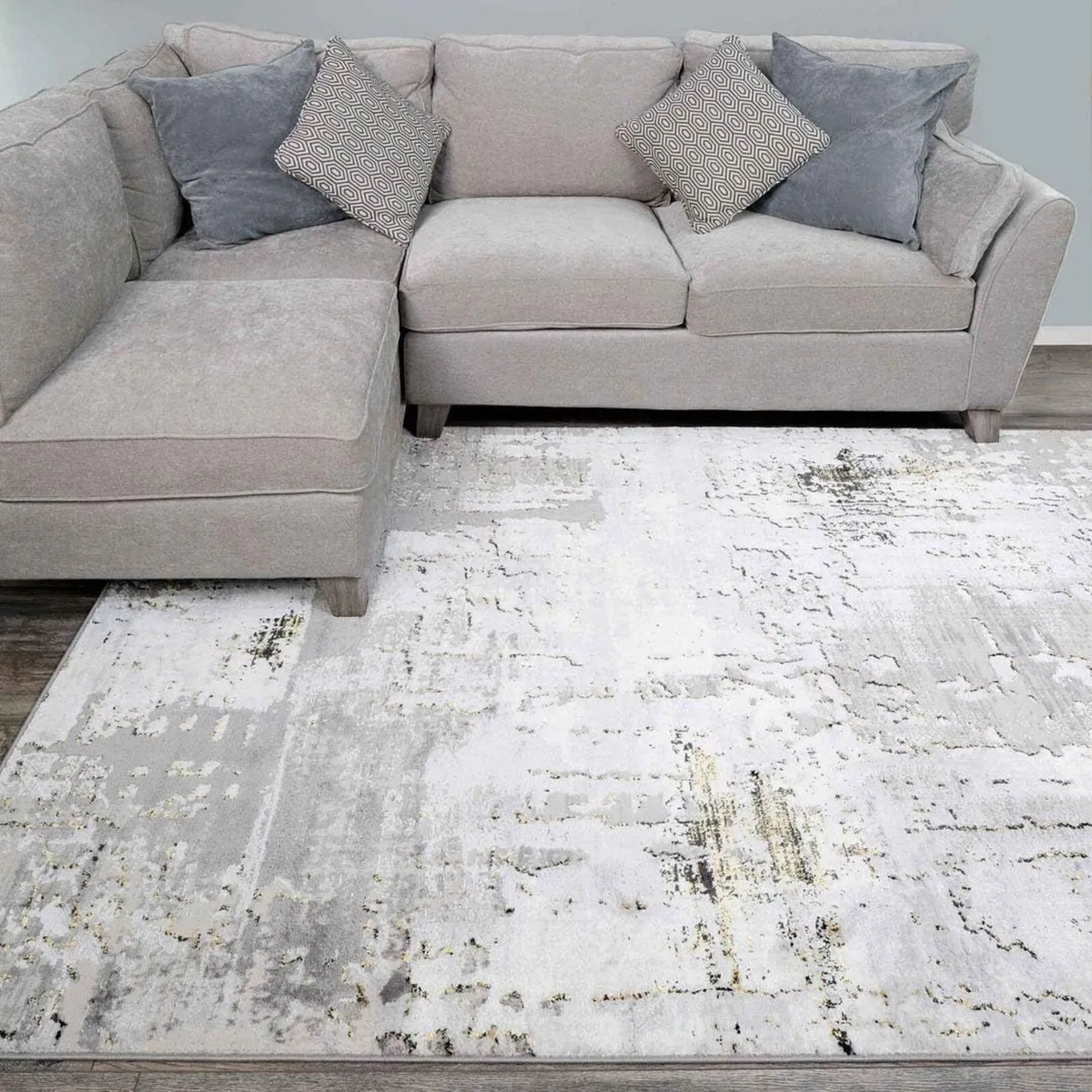 Designer Abstract Silver Grey Painterly Living - Image 1
