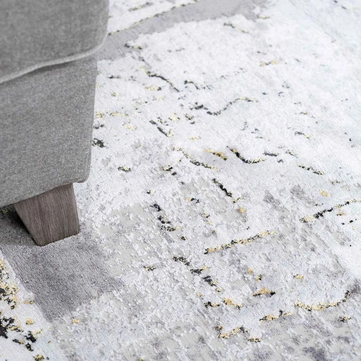Designer Abstract Silver Grey Painterly Living - Image 3