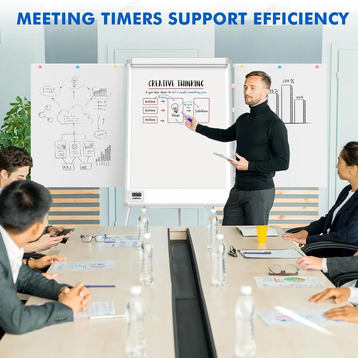 Flip Chart Whiteboard 100 x 70 cm Magnetic with - Image 2
