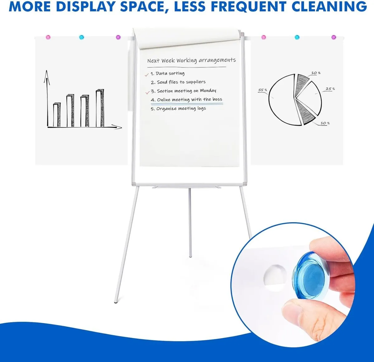 Flip Chart Whiteboard 100 x 70 cm Magnetic with - Image 4