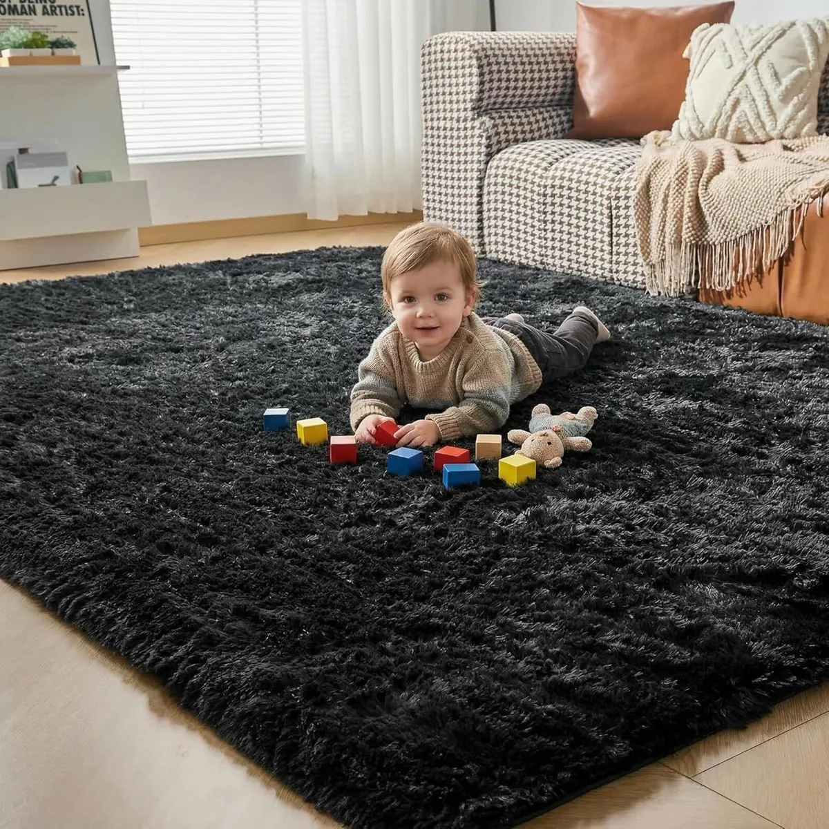 Fluffy Shaggy Rugs Living Room 200x290cm - Extra - Image 1