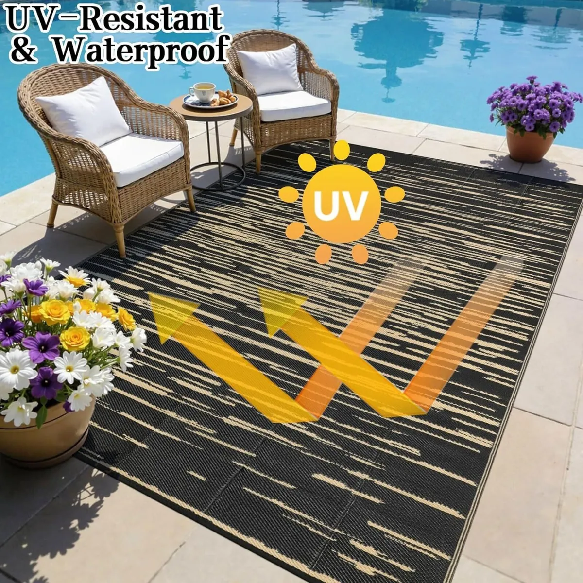 Large Outdoor Rug 240 x 300 cm Garden Rugs - Image 4