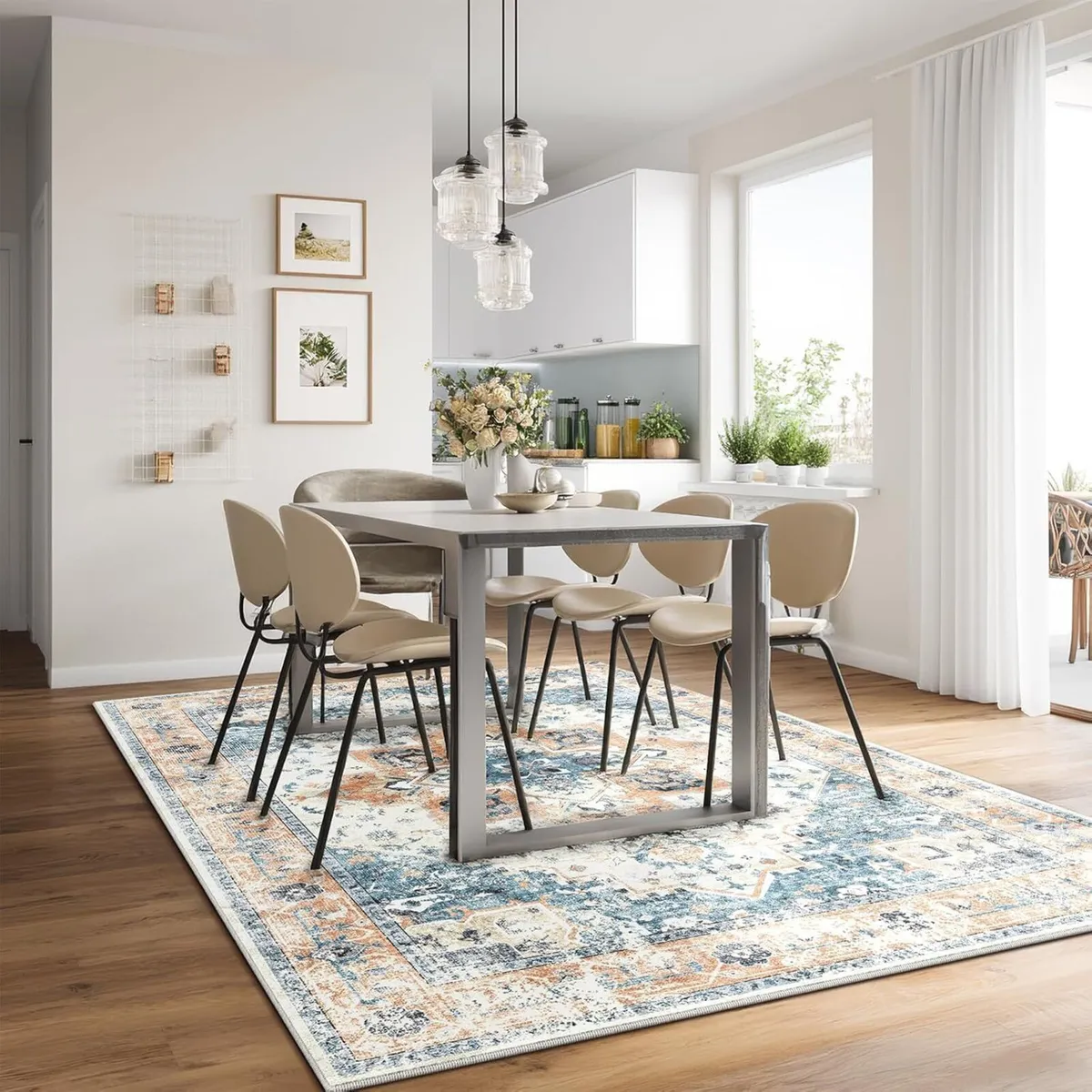 Blue Area Rugs for Living Room Washable Large - Image 4