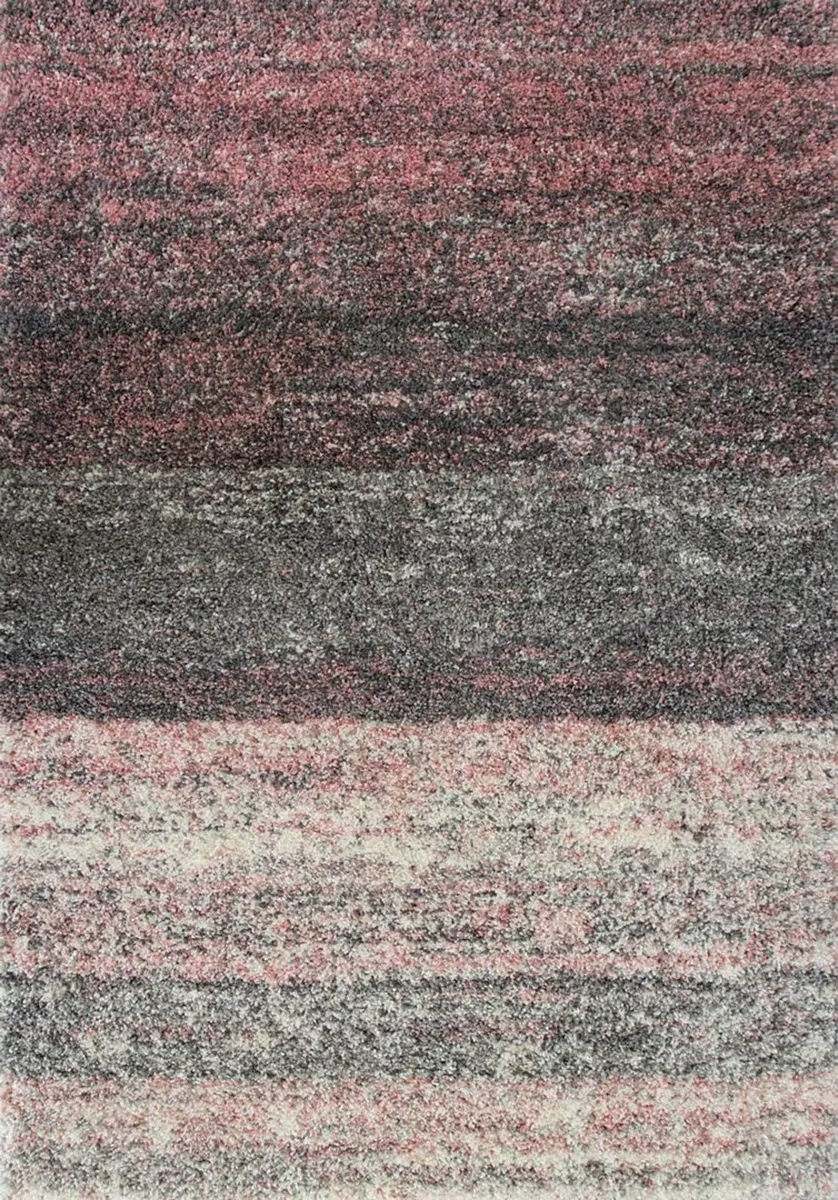 Murano Blush Grey Cream Striped Thick Shaggy Shag - Image 3