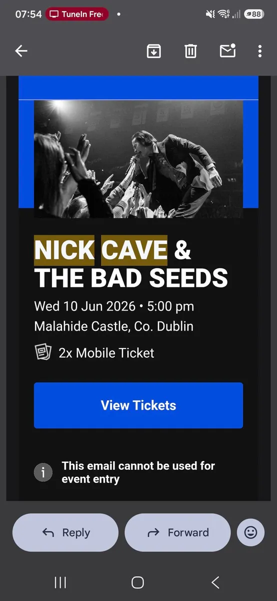 2 Tickets to Nick Cave Malahide Castle - Image 1
