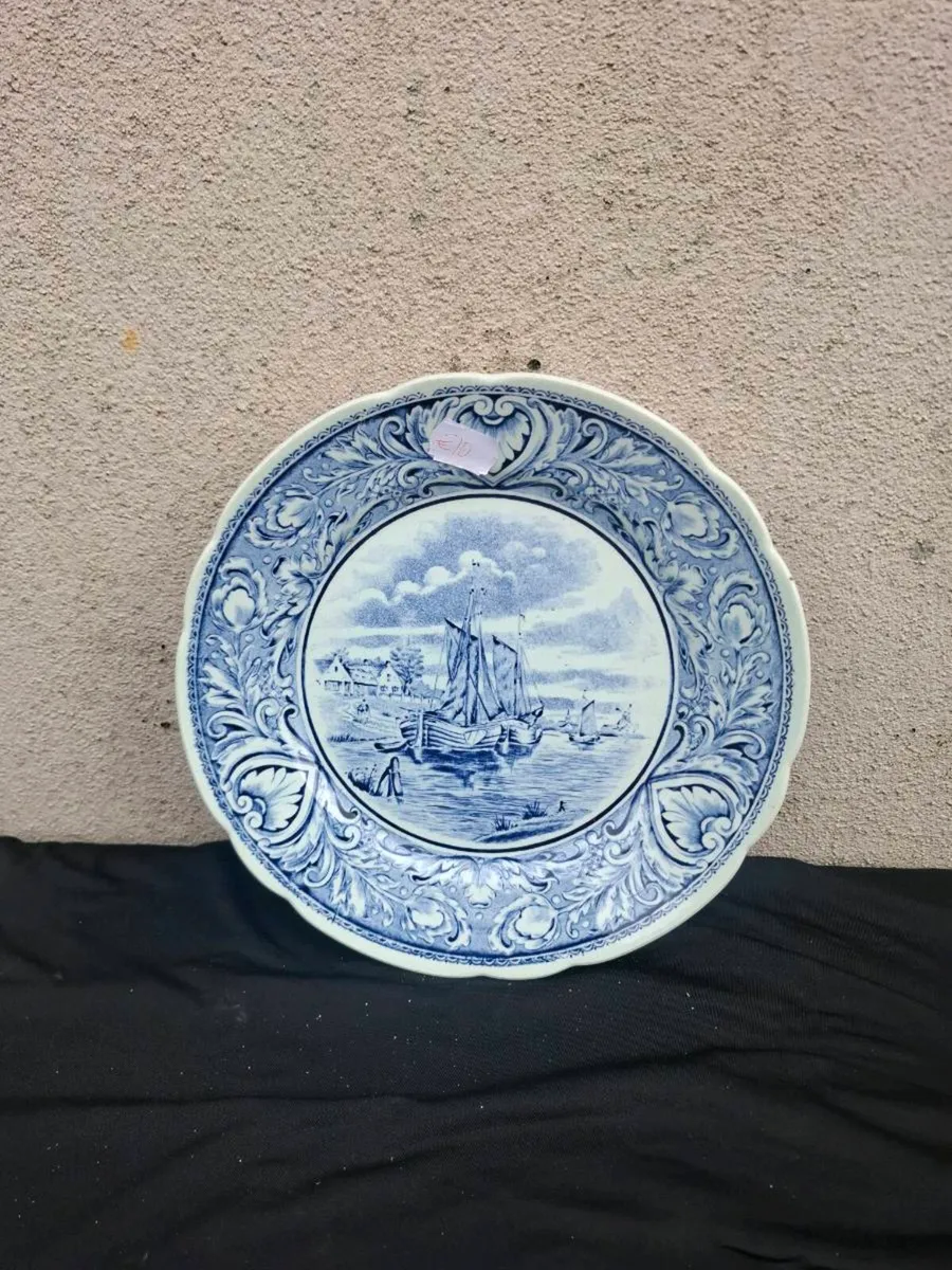 Blue boat delft style plate postage possible - Image 1