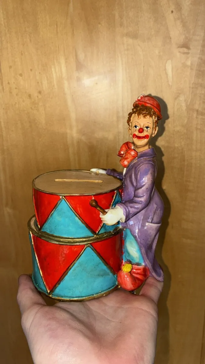 Collectible Clown and Drum Novelty Piggy Bank.