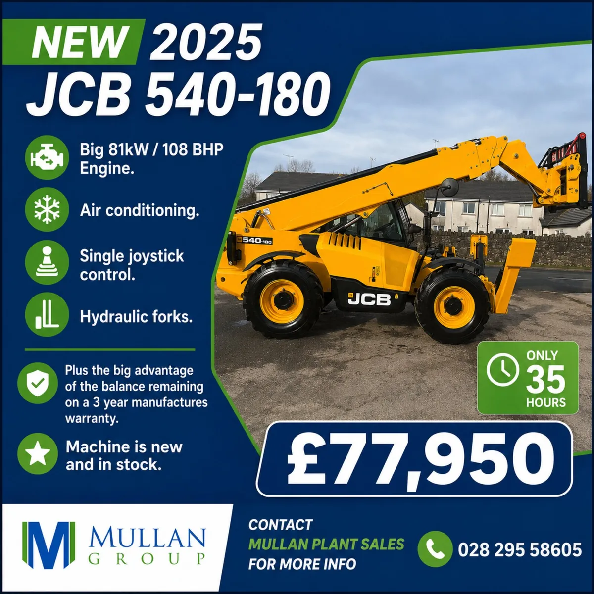 NEW JCB 540-180 Big Engine / AC / Joystick -MULLAN