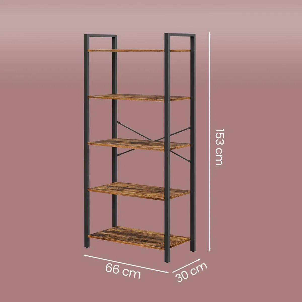 Industrial 5-Tier Bookcase - Image 3