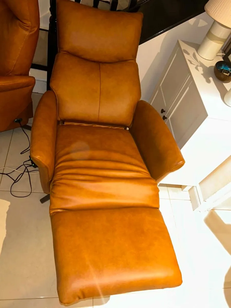 2 Tan Leather Rechargable Recyliners for Sale - Image 4
