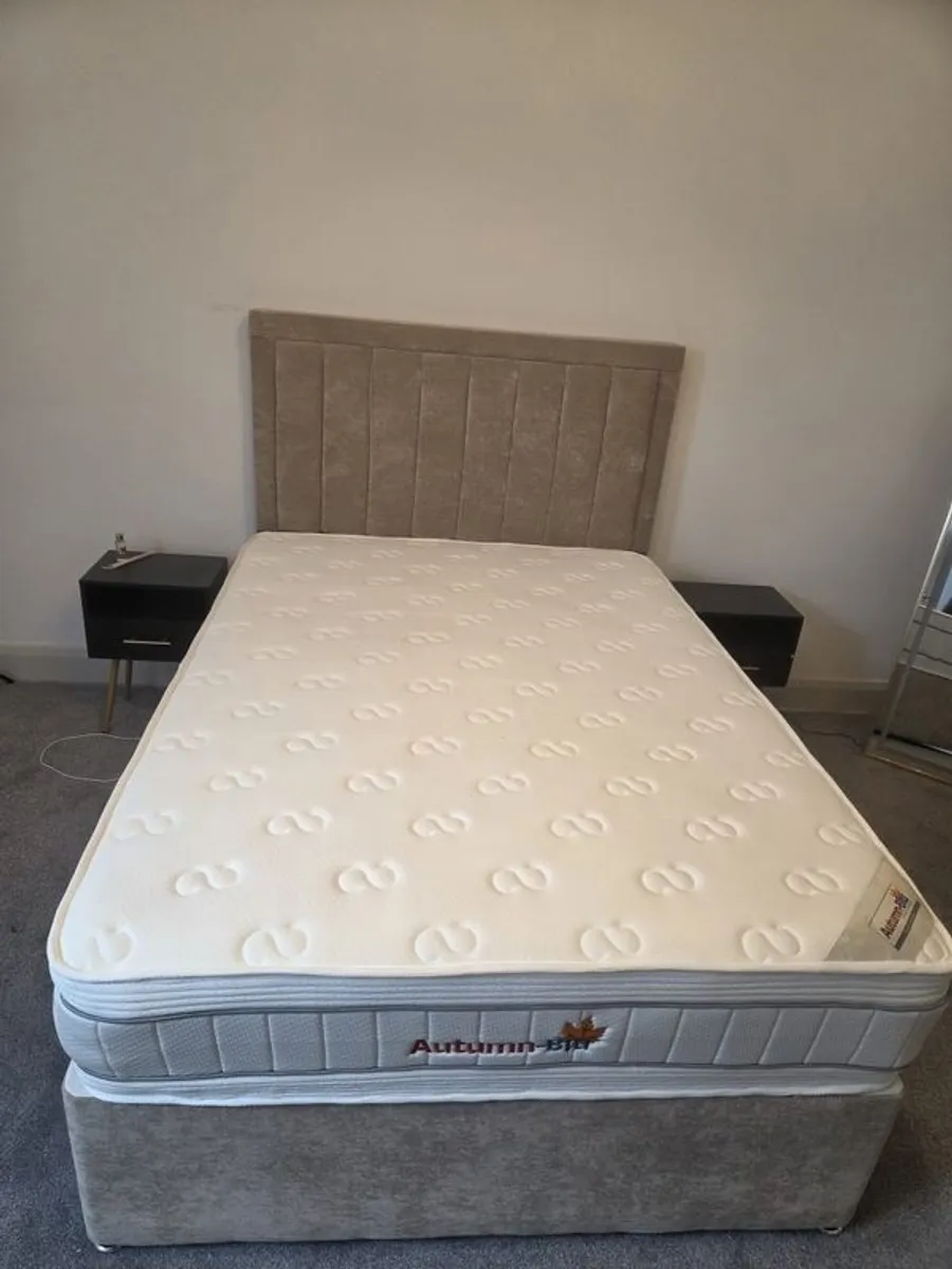 Double bed new (mattress included & headboard) - Image 1