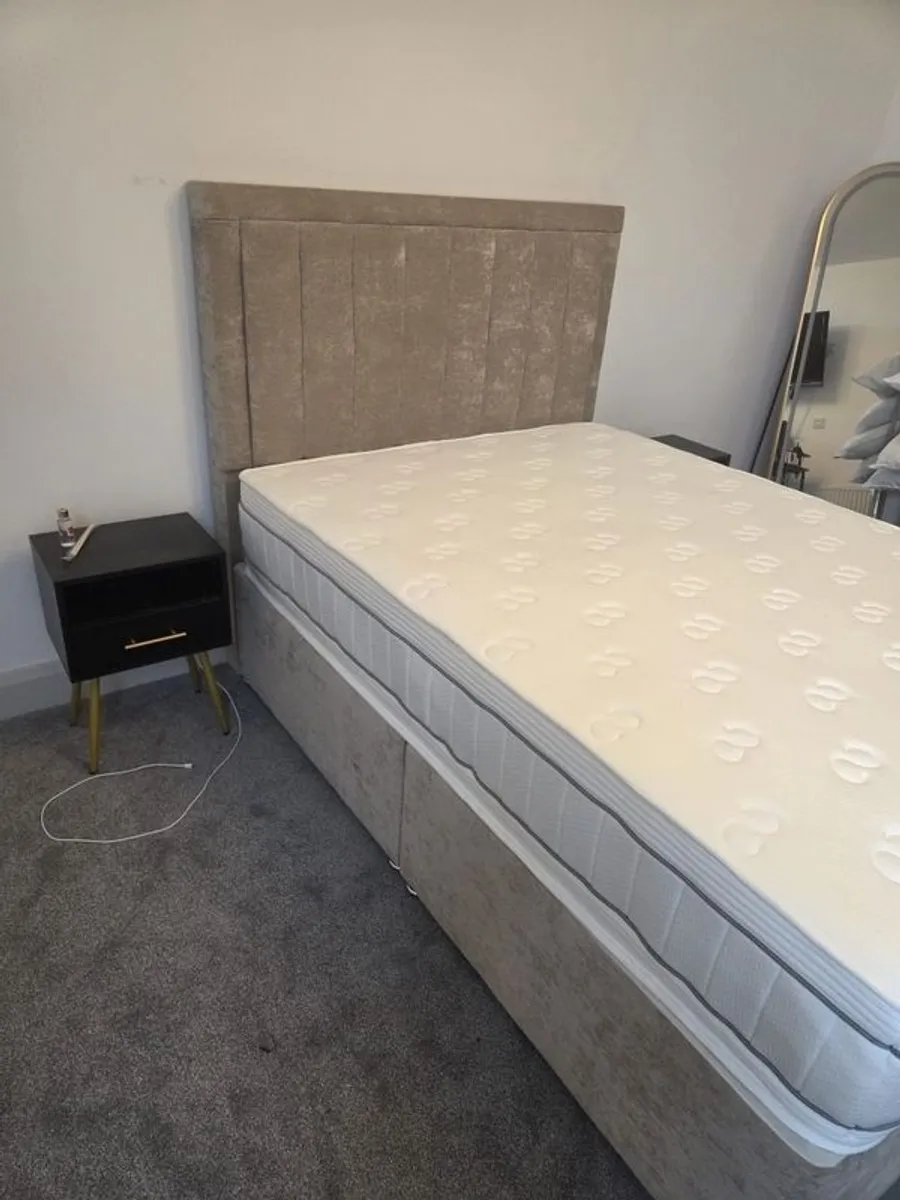Double bed new (mattress included & headboard) - Image 2