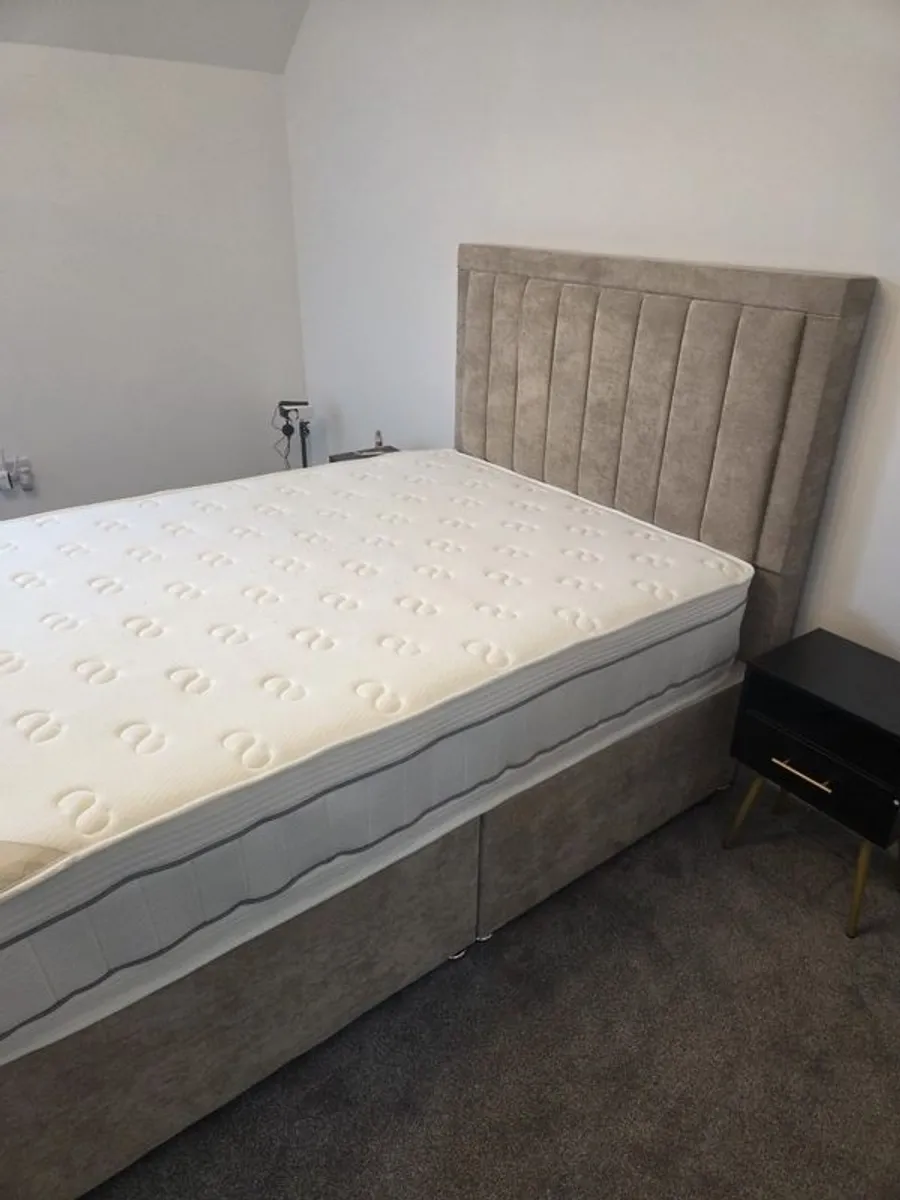 Double bed new (mattress included & headboard) - Image 3