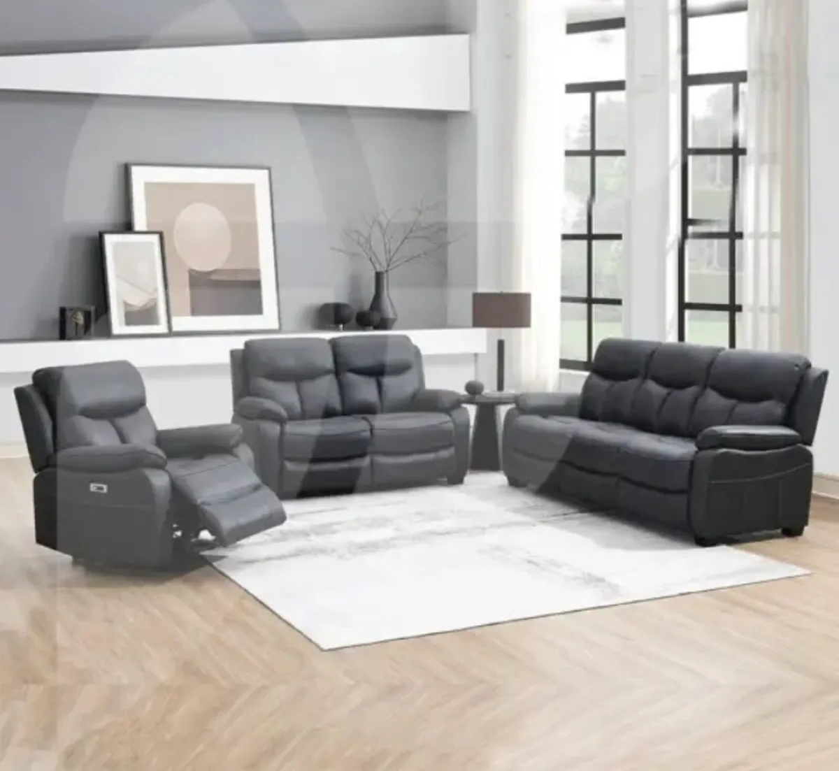 Conrad Faux Suede 3+2+1 & Swivel Chair