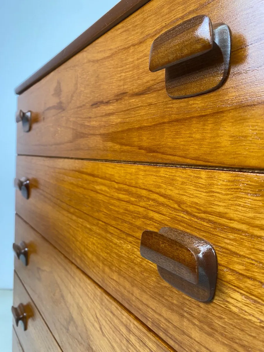 Mid Century Teak Danish Tallboy Chest of Drawers - Image 4