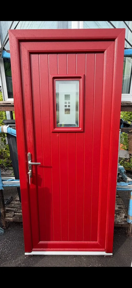 PVC door Red on White NEW double patio composite