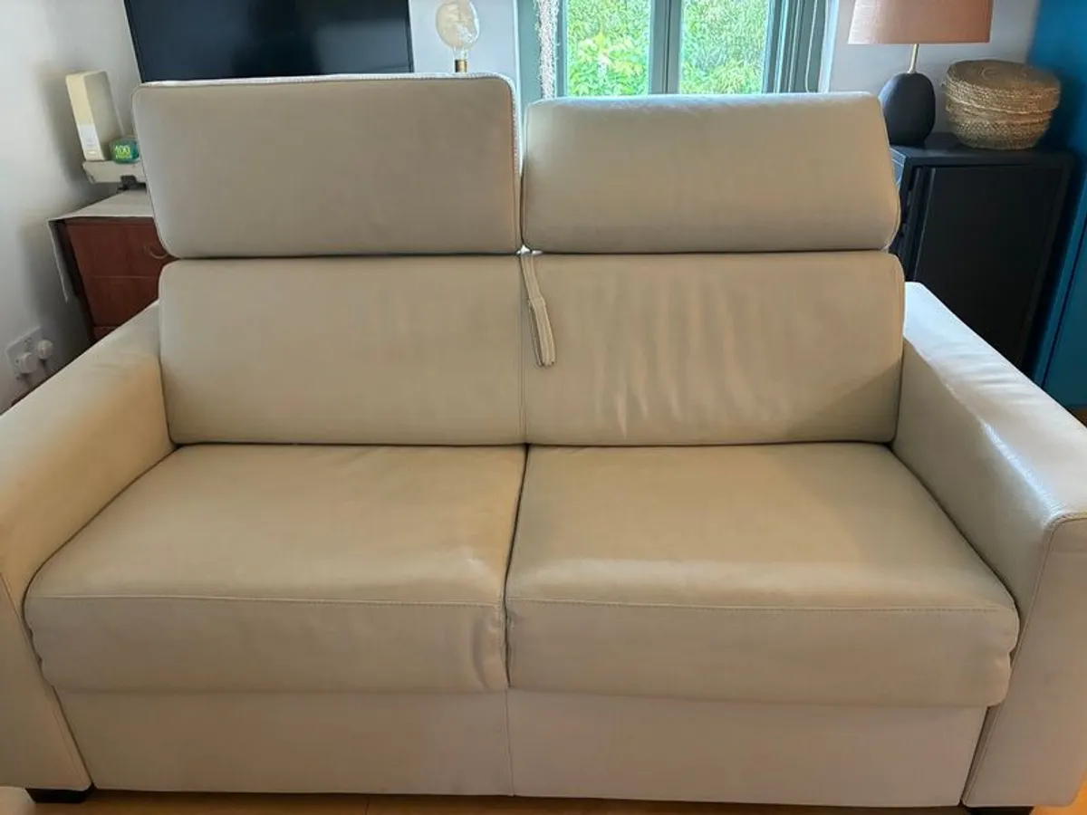 Italian Leather Sofa Bed - Image 3