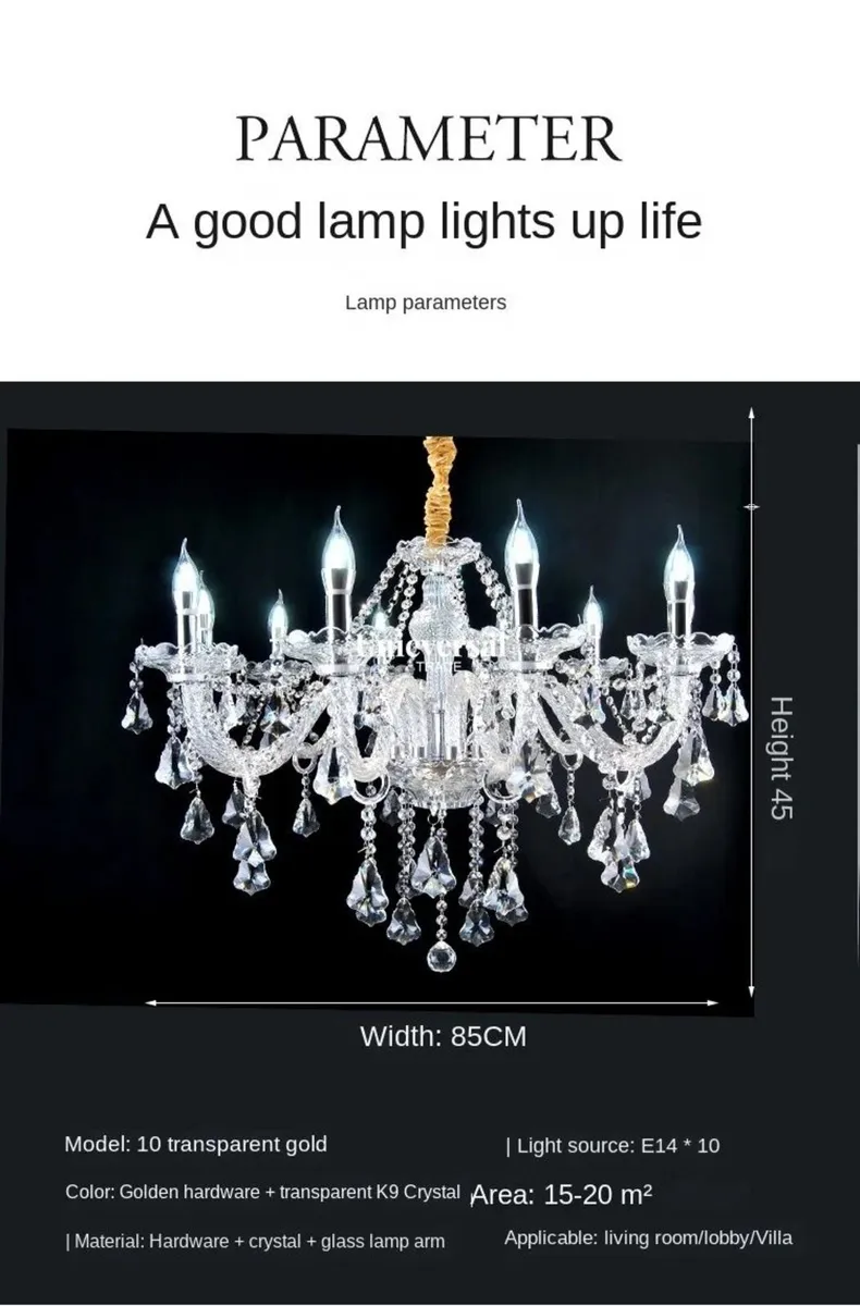 4 Light Modern Luxury Crystal Chandelier - Image 4