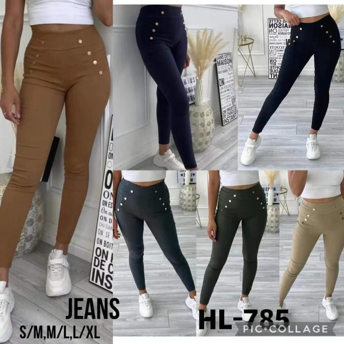 High Waist PU Leggings buttons - Image 1