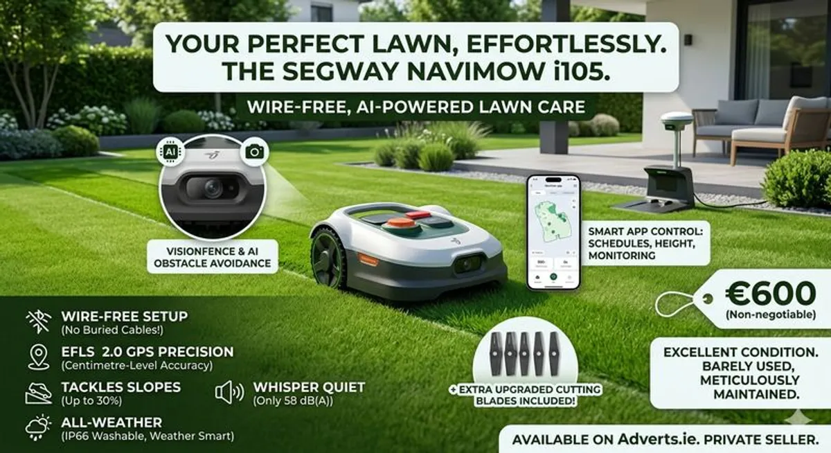 Segway Navimow i105 Wire-Free Robotic Lawnmower + Extra Blades - Excellent Condition - Image 2