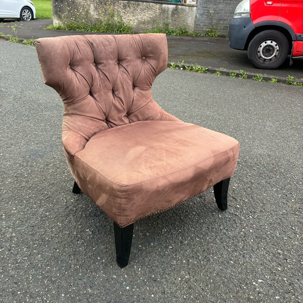 One Brown Velvet bedroom / living room Chair - Image 2