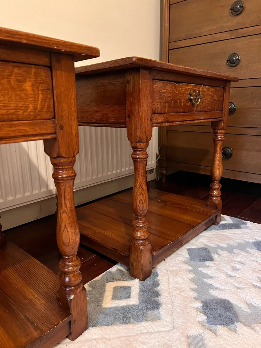 Vintage oak side tables - Image 3