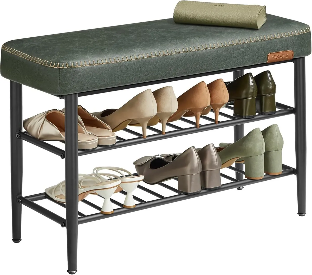 Shoe Storage Bench with Cushioned Seat – Faux Leat - Image 2
