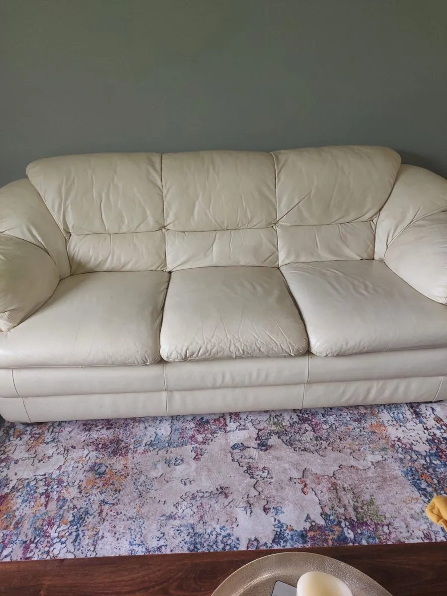 Leather sofa suite for sale - Image 3