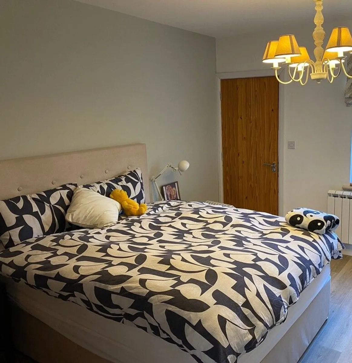 King Bed Frame - Upholstered Platform with Headboard & Orthopaedic Mattress - Image 2