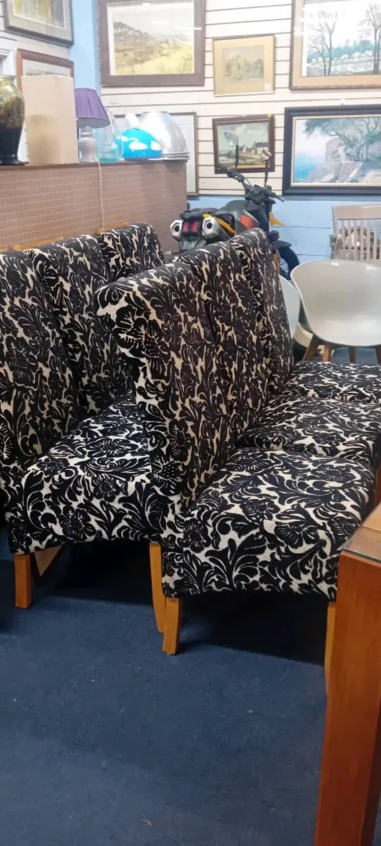 Set Of Six Fabric Dining Chairs - Image 1