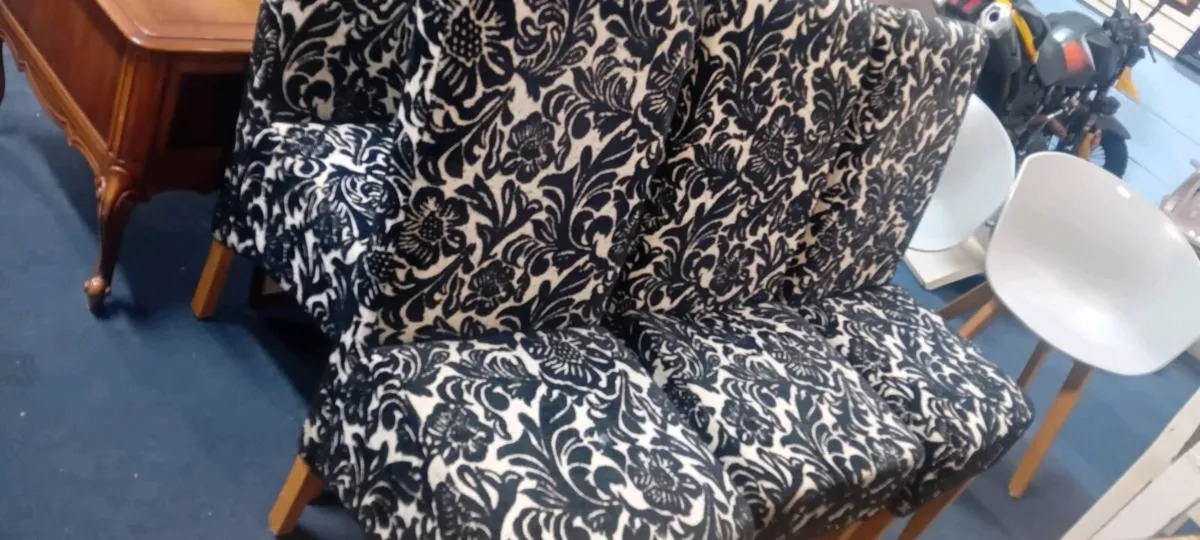 Set Of Six Fabric Dining Chairs - Image 2