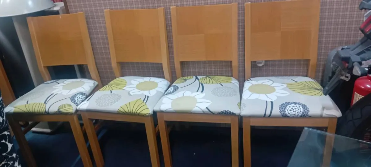 Set Of Four Modern Oak Effect Dining Chairs - Image 1
