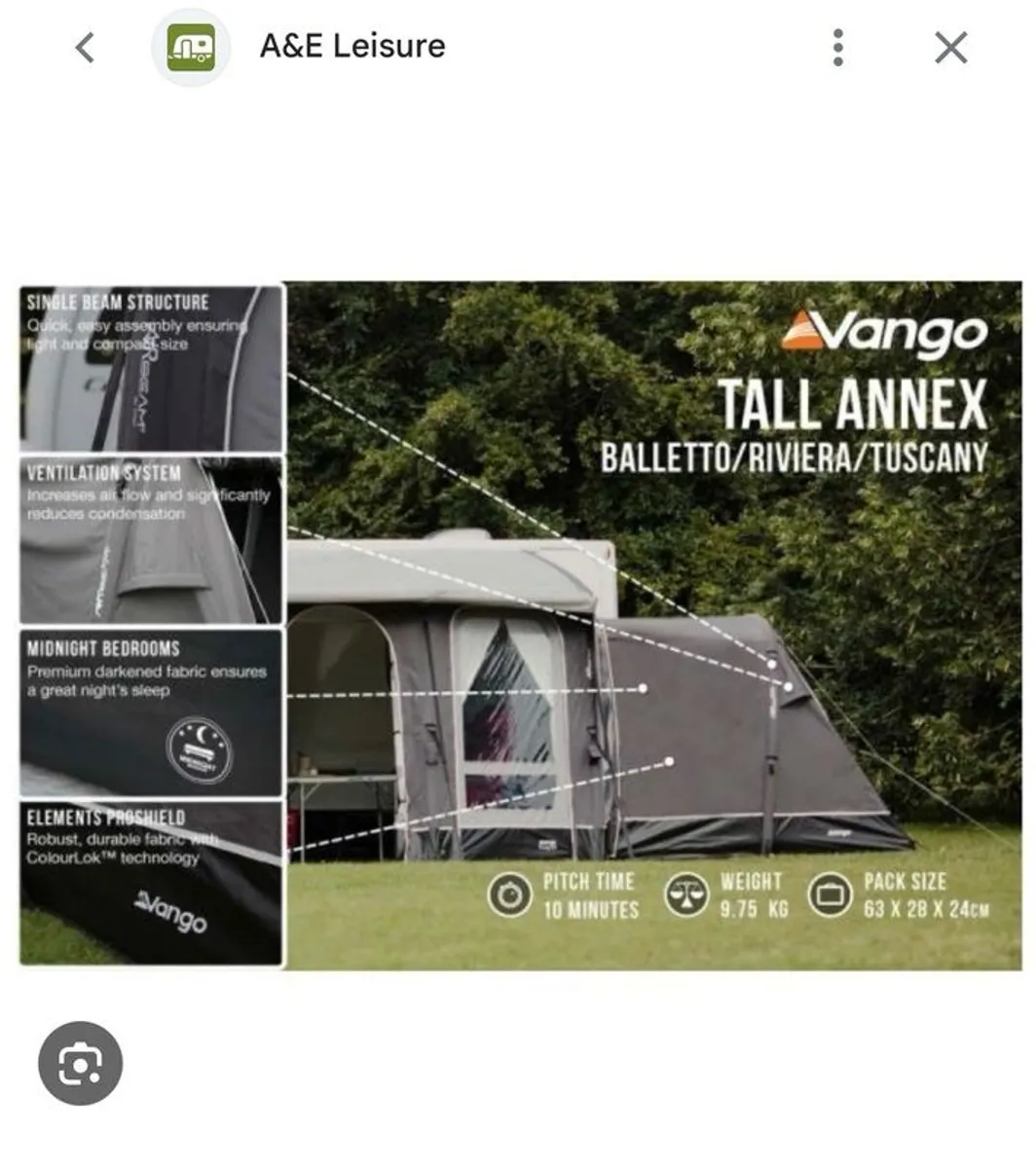 Vango Air Awning Kalari 420 + New unopened Vango Tall Annex Bedroom - Image 2