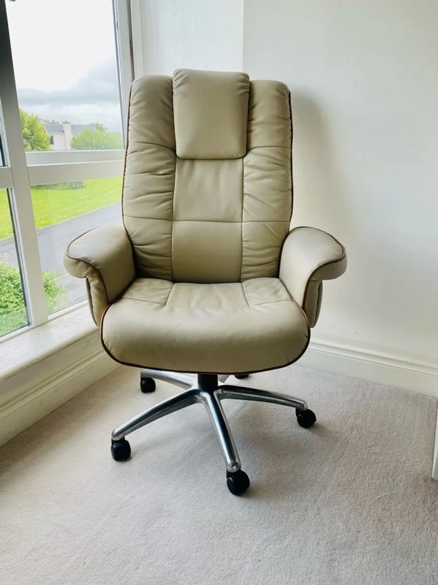 Cream Leather Chair - Image 1