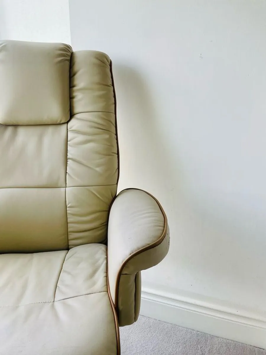 Cream Leather Chair - Image 2