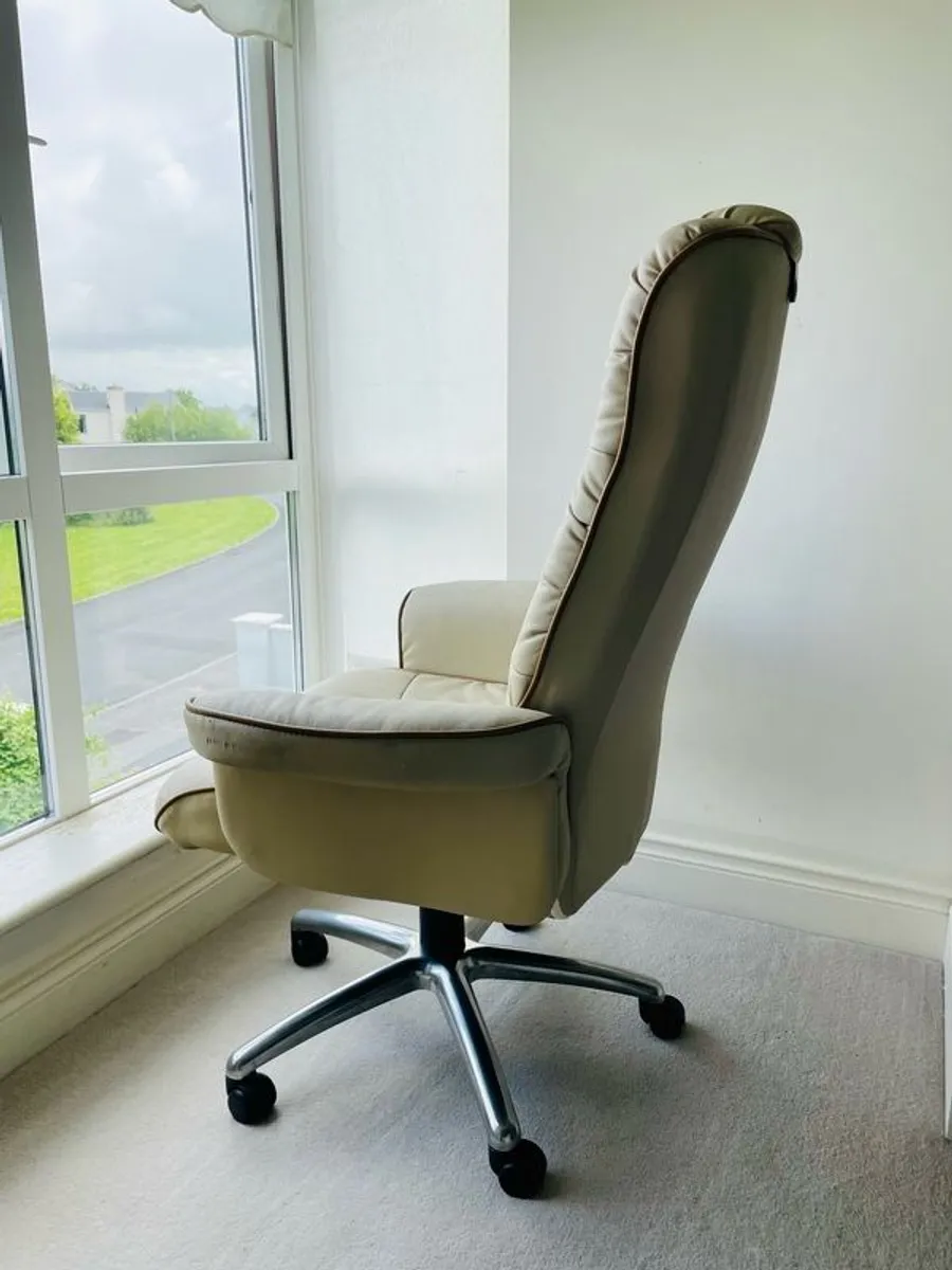 Cream Leather Chair - Image 3