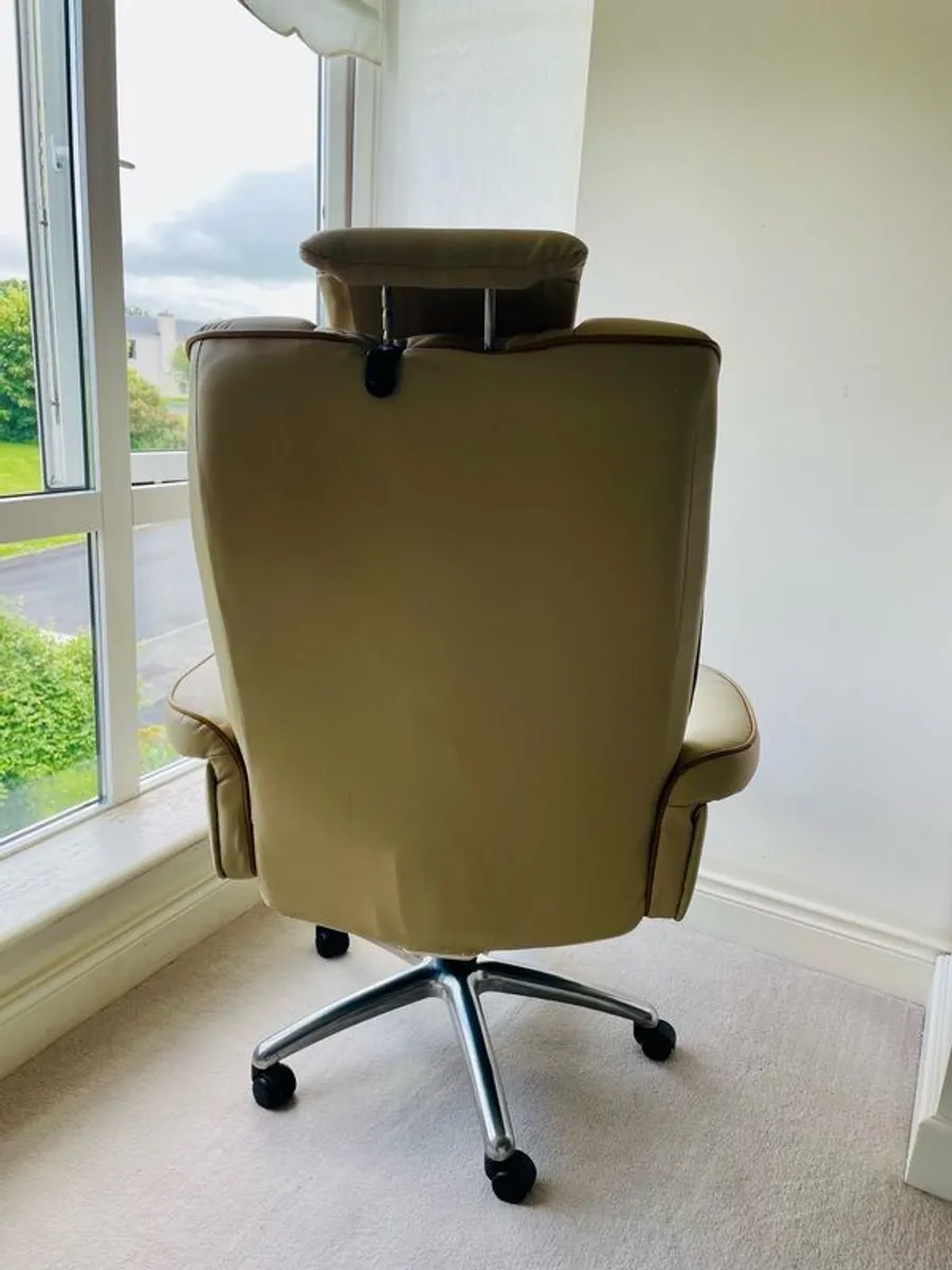 Cream Leather Chair - Image 4