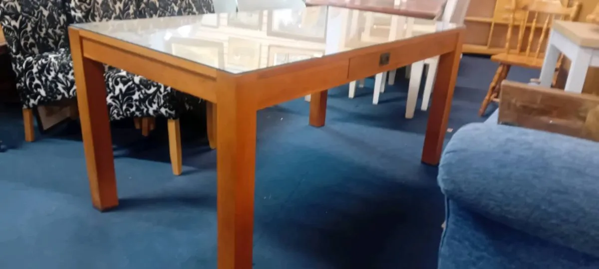 Oak Dining Table With Drawer - Image 1