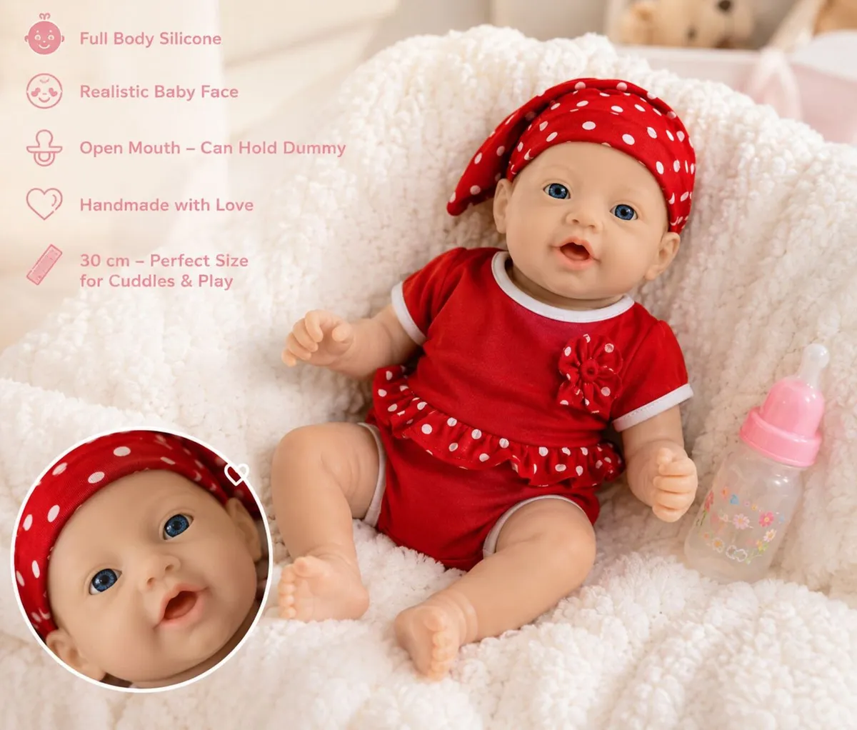 Full Body Silicone Reborn Baby Doll – 30 cm - Image 4