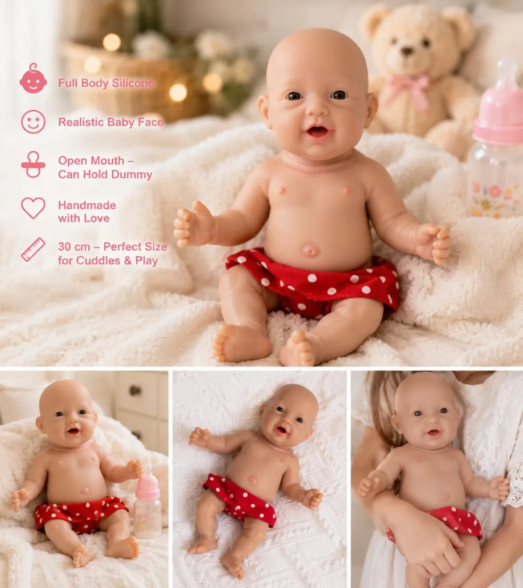 Full Body Silicone Reborn Baby Doll – 30 cm - Image 1