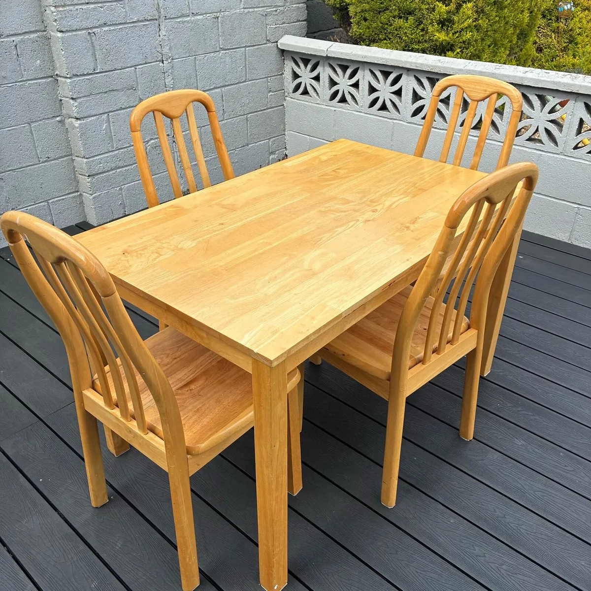 Solid Pine Table & 4 Chairs - Image 3