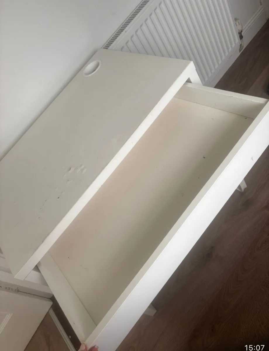 Desk IKEA - white with drawer - Image 2